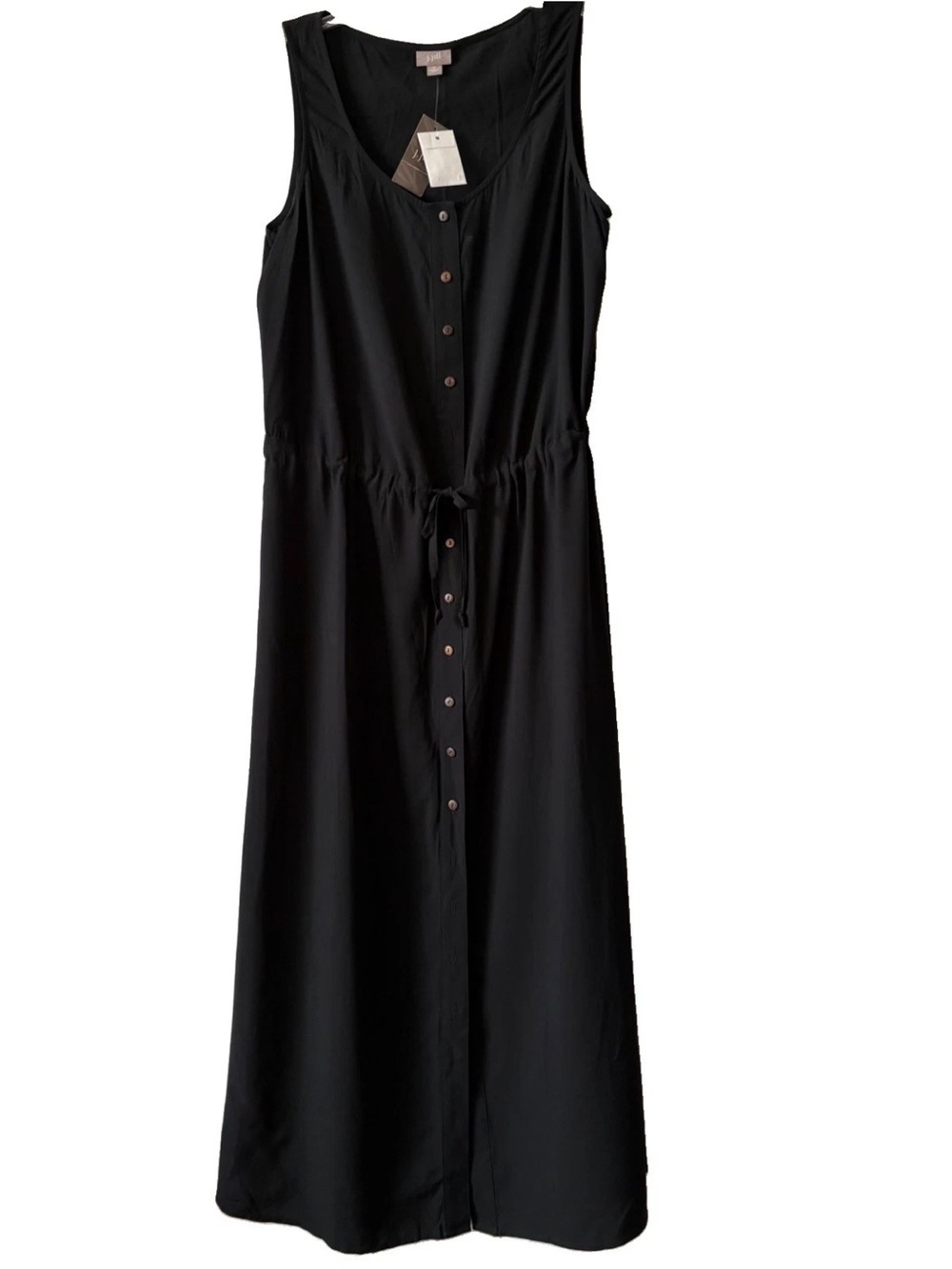 J Jill Women’s Sleeveless Button-Front Black Maxi Dress NWT Size Medium